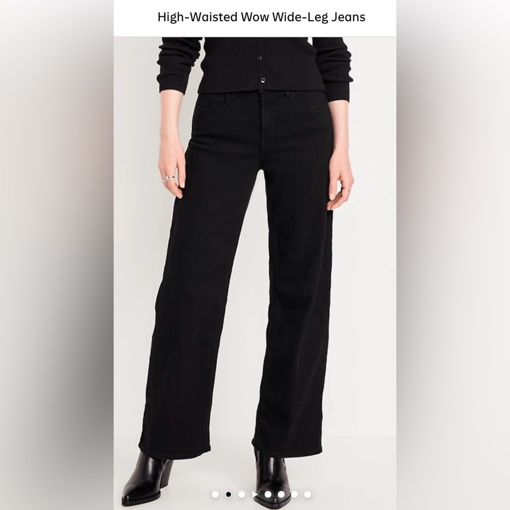Black Old Navy High Rise Wide-Leg Jeans